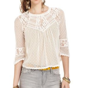 SOLD! Free People Modern Romance Blouse Sheer Lace